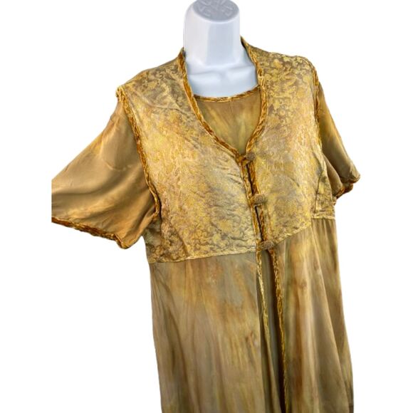 URU Kristine St. Erik Silk Hand Dyed 2‑Piece Dress & Duster Boho Set Fits M–XL - Picture 2 of 10